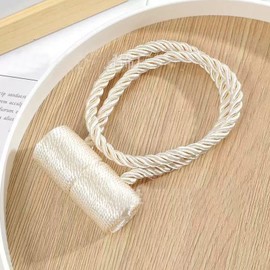 4 Pack Magnetic Curtain Tiebacks, Decorative Curtain Holdbacks for Window Décor (4, Beige-Cylinder)