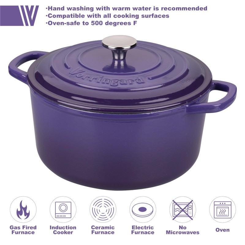 VORRINGARD Enameled Cast Iron Dutch Oven Pot with Lid, for