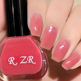 Air Dry Jelly Pink Nail Polish, 15ML Clear Pink Nail Polish Quick Dry, Long Lasting Translucent Pink Nail Polish, Vegan Sheer Pink Nail Polish Gel Transparent, Jelly Nail Polish No UV Light Needed