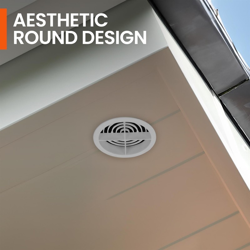 10 x White Plastic 70mm Round Soffit Air Vents/Upvc Push