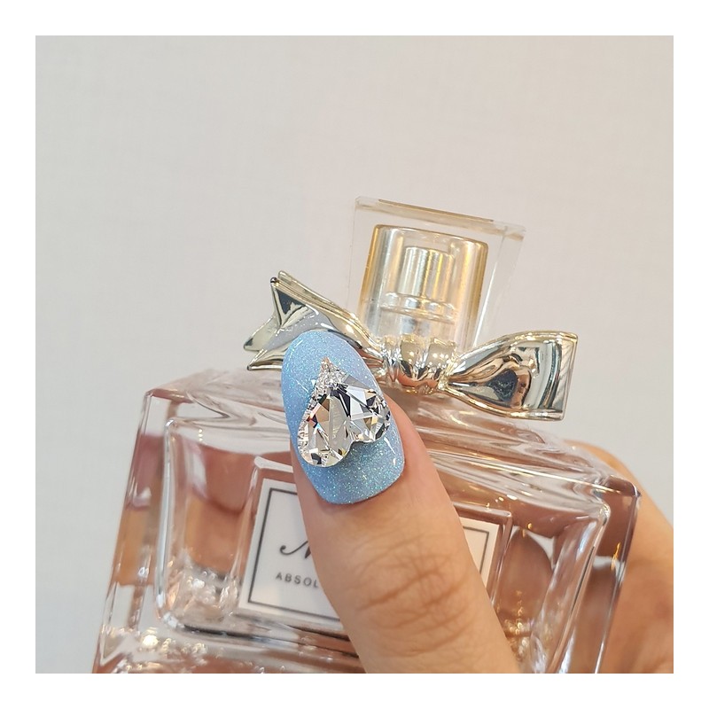 Heart Stone Pearl Gras Handmade Nail Tips - Long Square