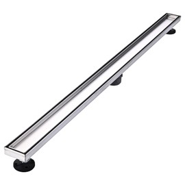 AVSIILE Linear Shower Floor Drain, 48 Inch Brushed Nickel 304 Stainless Steel Bathroom Drains Kit, Rectangular Shower Trench Drain with Reversable Tile-in Pattern Drain Cover & Hair Catcher