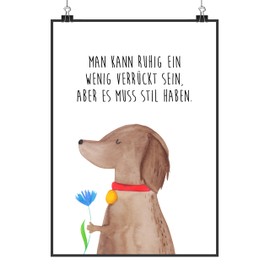 Mr. & Mrs. Panda Poster Hund Blume Motiv DIN A3 - Geschenk, Hundeliebe, Kinderposter, Hunderasse, Hundebesitzer, Haustier, Wanddeko Bild,