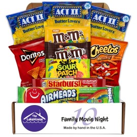 Movie Candy Popcorn Snacks Basket - Movie Night Supplies - Snack Box Care Package Gift Baskets - Binge Watching - Date Night - Family, Couples, Kids, Dates, Students, Birthday by The LakeHouse
