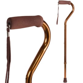 DMI Walking Cane and Walking Stick for Adult Men and Women, FSA Eligible, Lightweight and Adjustable from 33-37 Inches, Supports up to 250 Pounds with Ergonomic Hand Grip and Wrist Strap, Bronze
