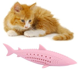 TOPINCN Interactive Cat Fish Shape Chew Toy Silicone Pet Cat Catnip Molar Teeth Cleaning Simulation Fish Shape Training Interactive Toy()