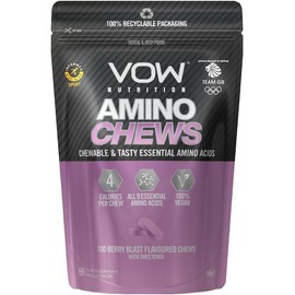 Vow Amino Chews, Chewable and Tasty Essential Amino Acids, BCAA, EAA Complex, L-Leucine, L-Lysine, L-Valine, L-Isoleucine, Vegan, Informed Sport Approved (Berry Blast)