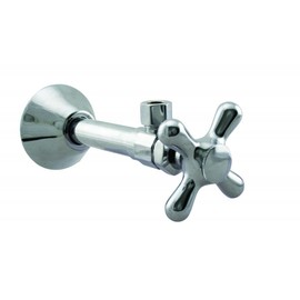Westbrass D1112X-26 Cross Handle Angle Stop Shut Off Valve 1/2" Copper Sweat x 3/8" OD Compression Outlet, Polished Chrome