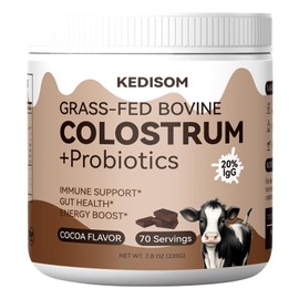 KEDISOM KEDISOM Organic Chocolate 4000mg Grass Fed Bovine Colostrum Powder + Probiotics Colostrum Supplement for Gut Health, Immune Support Healthy, 70 Servings