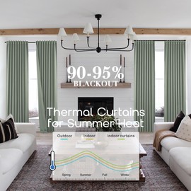 SHINELAND Sage Green Blackout 96 Inches Long Curtains 2 Panels Set,Back Tab/Rod Pocket Room Darkening Thermal Insulated Curtains for Bedroom Living Room