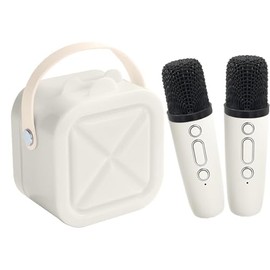 Mini Karaoke Machine for Kids Adults, Portable Bluetooth Speaker with Upgraded 2 Wireless Microphones for Girls Boys Ages 3-12+ Years Old, Birthday Easter Gift Toddler Toys for Party Family, White