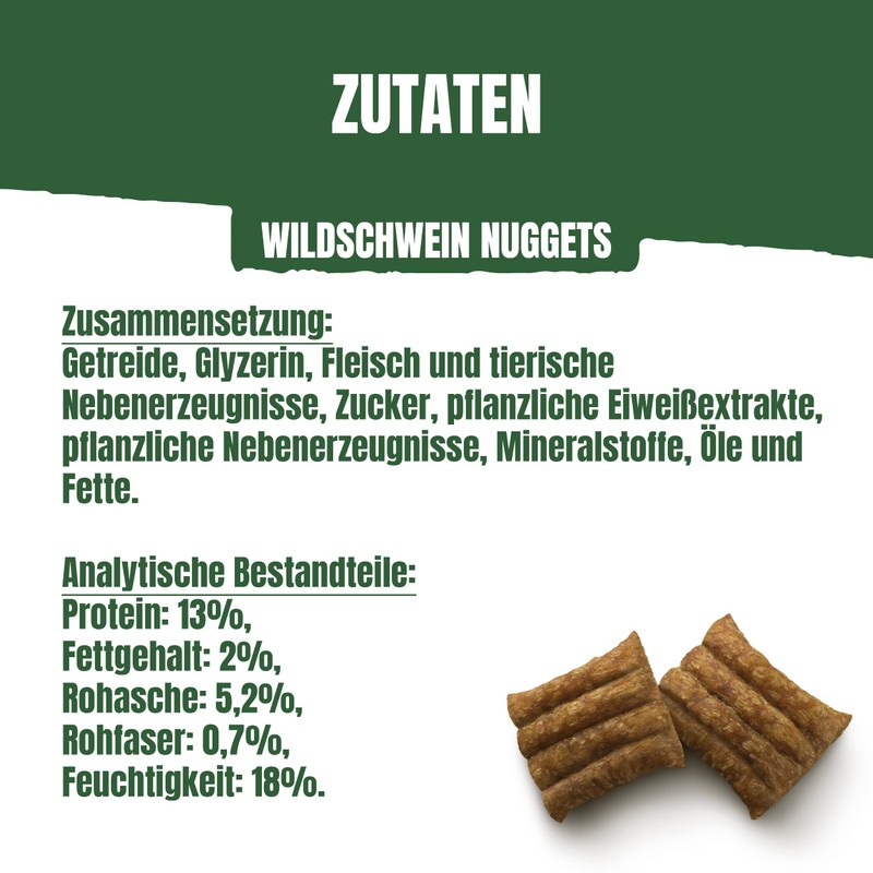 Adventuros Nuggets Hunderleckerli, mit Wildschwein, 6er Pack (6x90g)