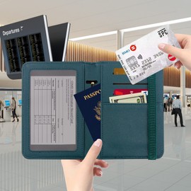 ZOPPEN Passport Holder Wallet, Passport Cover Travel Wallet Women Travel Essentials Document Organizer Protector Rfid Blocking Cover Case for Women and Men, Green Black, one size, Compact