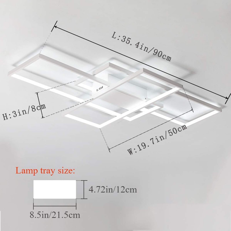 Jaycomey Ceiling Light,Modern LED Ceiling Lamps with 3 Squares,75W Cool