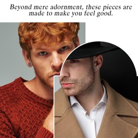 TGNEL Round Dot Mens Black Earrings Studs 316L Surgical Steel Earrings Hypoallergenic, Fashion Damascus Earring for Men Father Brother Husband