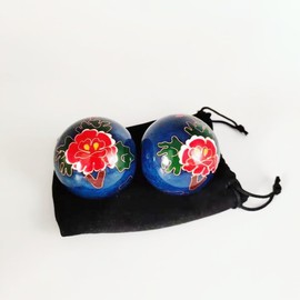 QINGZHENG-1.97Inch Chinese Health Balls with Chimes Baoding Balls for Hand Therapy, Exercise, and Stress Relief(2 Pcs Blue)