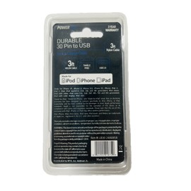 PowerXcel 30-Pin MFI 3-Foot USB Charging Cable - Purple