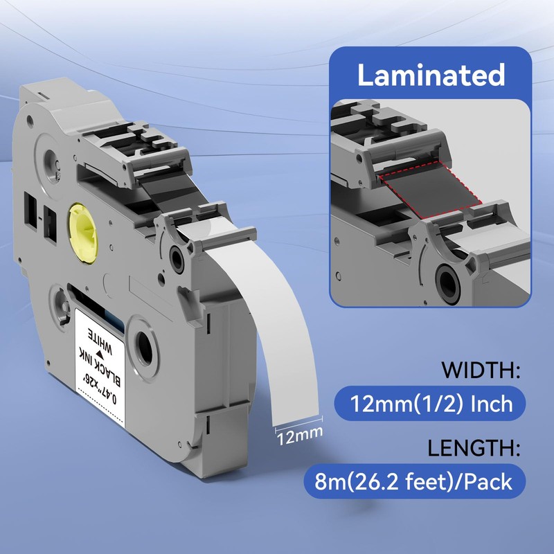 3pack 12mm 0.47 TZe TZ Tape Laminated White Label Maker