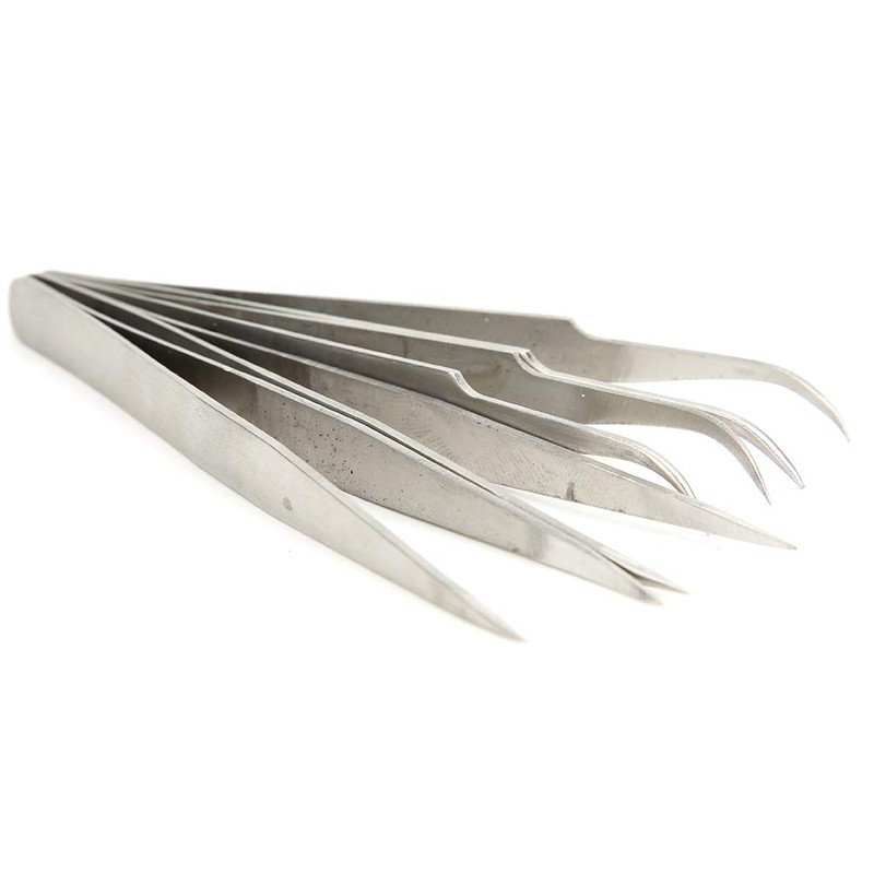Fdit 4PCS Stainless Steel Straight & Curves Tweezer Tips Set,