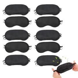 10 PCS Sleep Eye Mask Shade Cover, Sleeping Blindfold for Men & Women, Lightweight Sleeping Mask with Nose Pad and Adjustable Strap for Travel/on The Plane/Lunch Break/Hotel/Camping Usage ( Black )