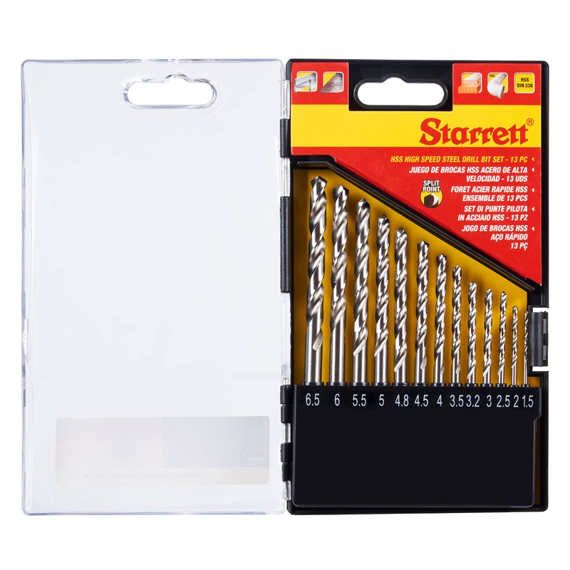 Starrett HSS Drill Bit Set - 13-Piece HSS Drill Bits