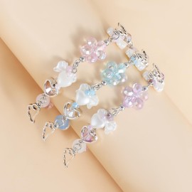 Blue Drop Y2k Bracelet Love Heart Star Imitation Pearl Beaded Bow Wings Bracelet for Women Aesthetic Dainty Vintage Punk Jewelry Gift