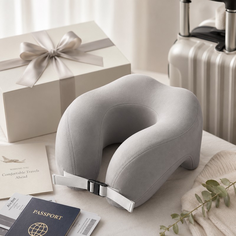 Travel Neck Pillow for Airplane Rest – U-Shaped Memory Foam