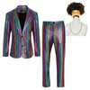 DZMDIP Men's 70s Disco Costume Shiny Metallic Sequin Suits Set