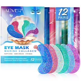 Valleylux Under Eye Patches(12 Pairs), 6 Color Marine Collagen Eye Mask for Puffy Eyes, Dark Circles, Eye Bags, Wrinkles, Fine Lines.