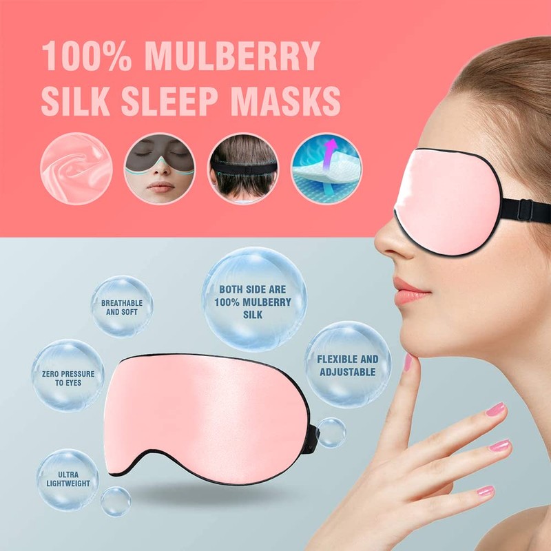 Sleep Mask, Super Soft Eye Masks with Adjustable Strap, Lightweight