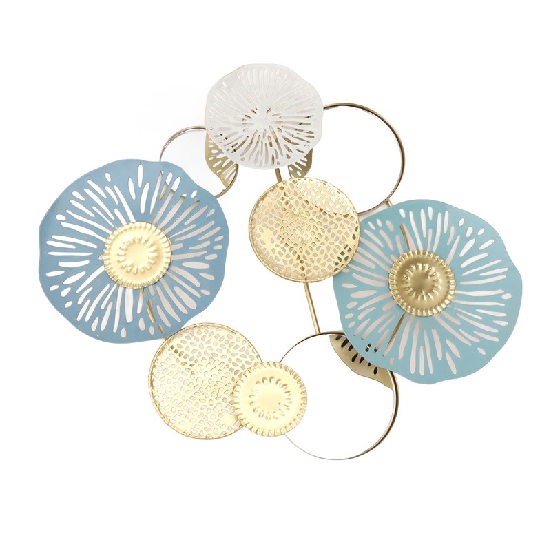 Wall Iron Decoration Lotus Shape With Mirror Metal Wall Art