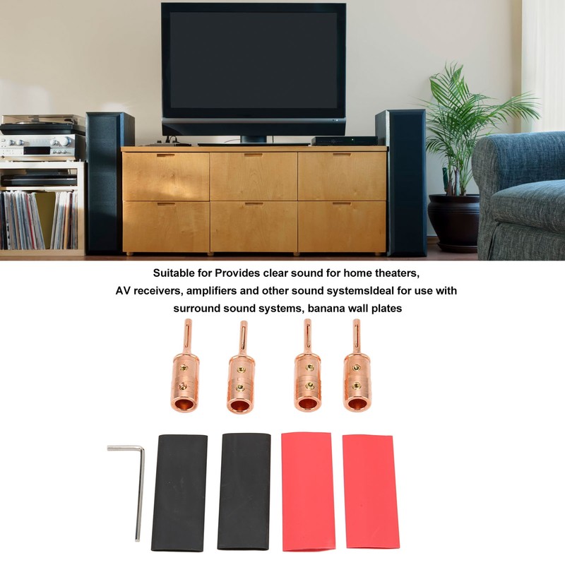 4Pcs Speaker Banana Plugs Pure Copper Male Speaker Wire Connector