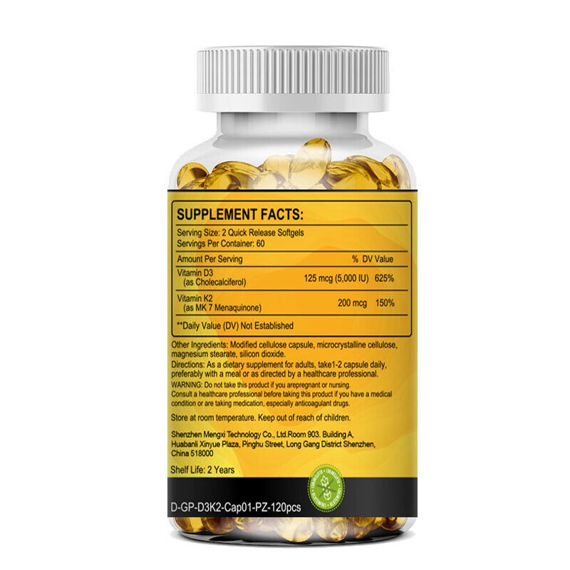 MENXI Vitamin K2 200 MCG with D3 5000 IU Supplement