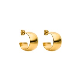 PURELEI® Signature Bold Earrings (Gold), Waterproof Women's Earrings, Small, Thick, Elegant Stainless Steel Hoop Earrings, Gift for Women, 18mm Diameter, Stainless Steel, No Gemstone