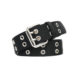 PlusZis Double Prong Buckle Nylon Punk Belt Men Women, Sizes 28-64 Inches