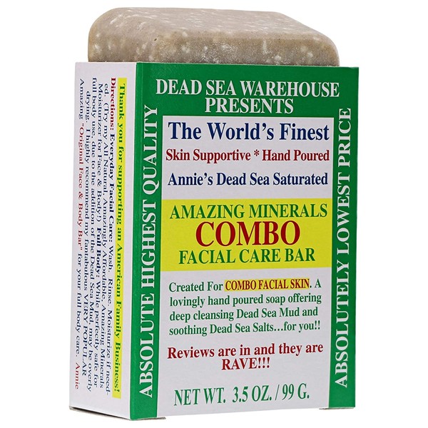Dead Sea Warehouse - Amazing Minerals Combination Facial Skin Soap Bar, Hand Crafted with Deep Cleansing Dead Sea Mud and Soothing Dead Sea Salts (3.5 Ounces)