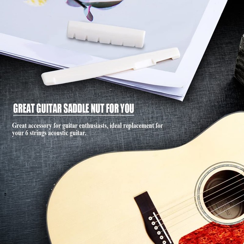 6 String Acoustic Guitar Bone Bridge Saddle and Nut Real