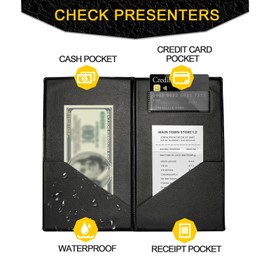 PATIKIL Restaurant Check Presenters, 40 Pcs Guest Check Card Holder with Gold Thank You Imprint, Guest Check Books for Servers,5.5" x 10", Black