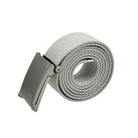 Trimming Shop Unisex Webbing Belt Webbed Canvas Strap Metal Flip Closure Buckle Adjustable Army Style Waist Band Outdoor Utility Wear, 51inch x 3.8cm, Grey