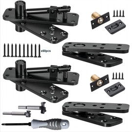 Hidden Door Hinge,570Lbs Load-Bearing Thickened Solid Stainless Steel - Heavy Duty 360° Swinging Pivot Hinge for Secret Doors, Bookcase, Murphy & Shelf Doors - Includes Hardware Kit 2SET