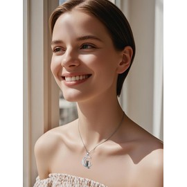 YYB Double Cat Necklace for Women 925 Sterling Silver Black & White Cat Jewelry Moon Pendant with Engraving I Love You to the Moon and Back Gifts for Mother's Day mom sister wife girlfriend