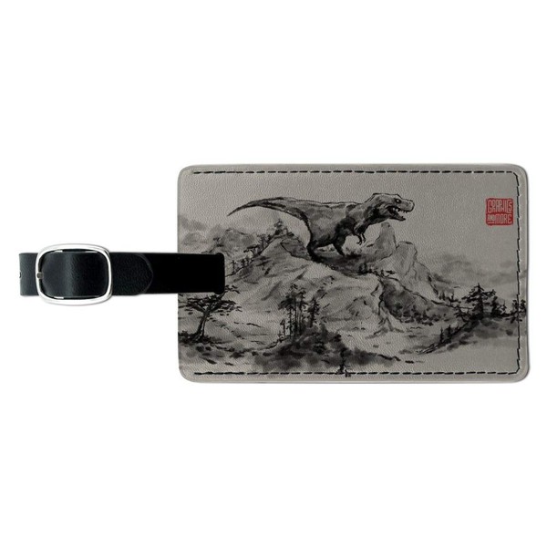 Tyrannosaurus Rex in Chinese Ink Paint Rectangle Leather Luggage Card