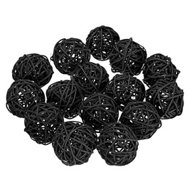 sourcing map 15 Pcs Wicker Rattan Balls, 2inch Wood Decorative Balls Vase Fillers for Centerpiece Bowl Orbs Fillers Tree Wedding Home Decor, Black