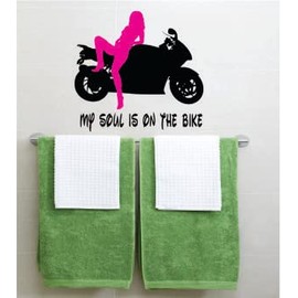 Girls Room Bad Boy - Cool Chick On Motorcycle My Soul is On My Bike Riding Room Birthday Gift 20 Inches X 22 Inches