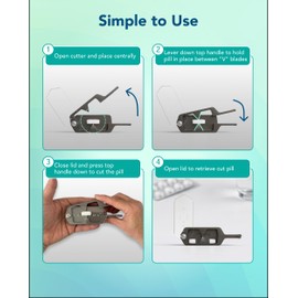 TabTime Metal Pill Cutter for Small Pills Tablets with Transparent Clear Lid, Pill Cutter for Tiny Pills 1/2, 1/4, 1/8 Cutting, Portable Tablet Cutter for Large Tablets