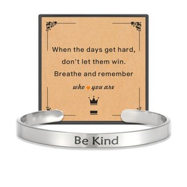 APIUWOXE Be Kind Of A Tube B Motivational Cuff Bracelet for Women, Stainless Steel Color Inspirational Bangle Bracelets with Engraved Hidden Message Jewelry for Sisters BFF Friends Gifts BKS