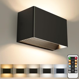 LOHAS Modern LED Wall Sconces with Remote Control, 5 Color Temperature 2000K~6000K，Hardwired Wall Mounted Light for Bedroom Living Room, Rectangle
