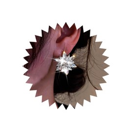 Atentuyi Crystal Flower Burst Stud Earrings Gold Large Petal CZ Earrings Sparkling Rhinestone Flower Earrings Snowflake Cluster Flower Earrings Large Statement Earrings Jewellery for Women Girls,