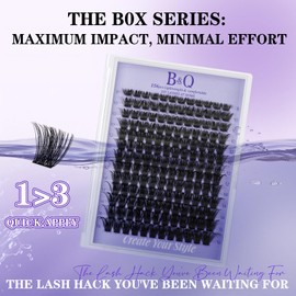 B&Q Wispy Lash Clusters Kit B19, DIY Lash Extension Kit 156PCS Eyelash Extension Kit, Soft Natural Lash Clusters 8-18MIX D Curl Lash cluster, Thin Black Band Cluster Eyelash Extensions (B19 Set)