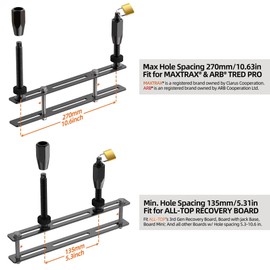 ALL-TOP Recovery Board Mount Kit, Universal Bracket for Traction Tracks, Adjustable DIY Lockable Pin Set for Roof Rack, Crossbar & Cargo Basket
